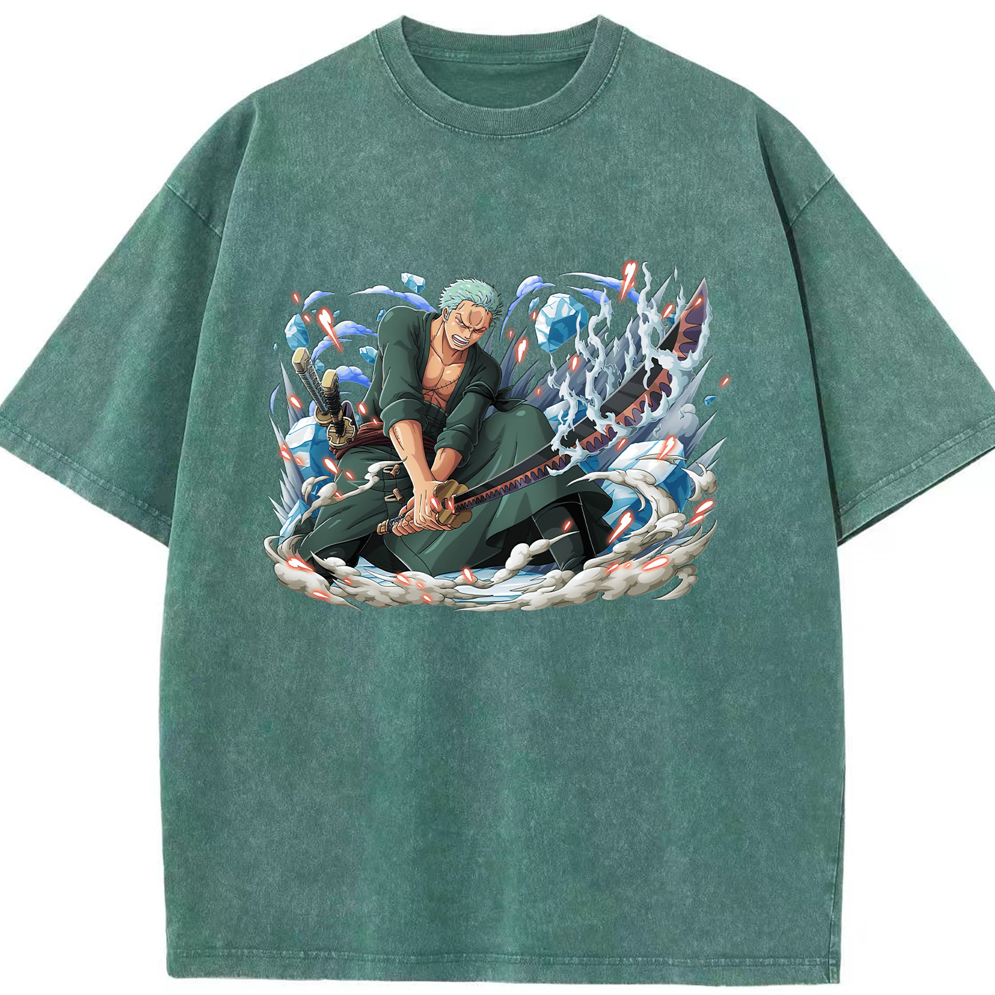 ワンピース ロロノア・ゾロ ONE PIECE Roronoa Zoro 綿100% ヴィンテージ風 半袖Tシャツ（フロントプリント）